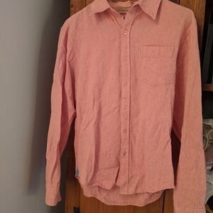 pink linen button up